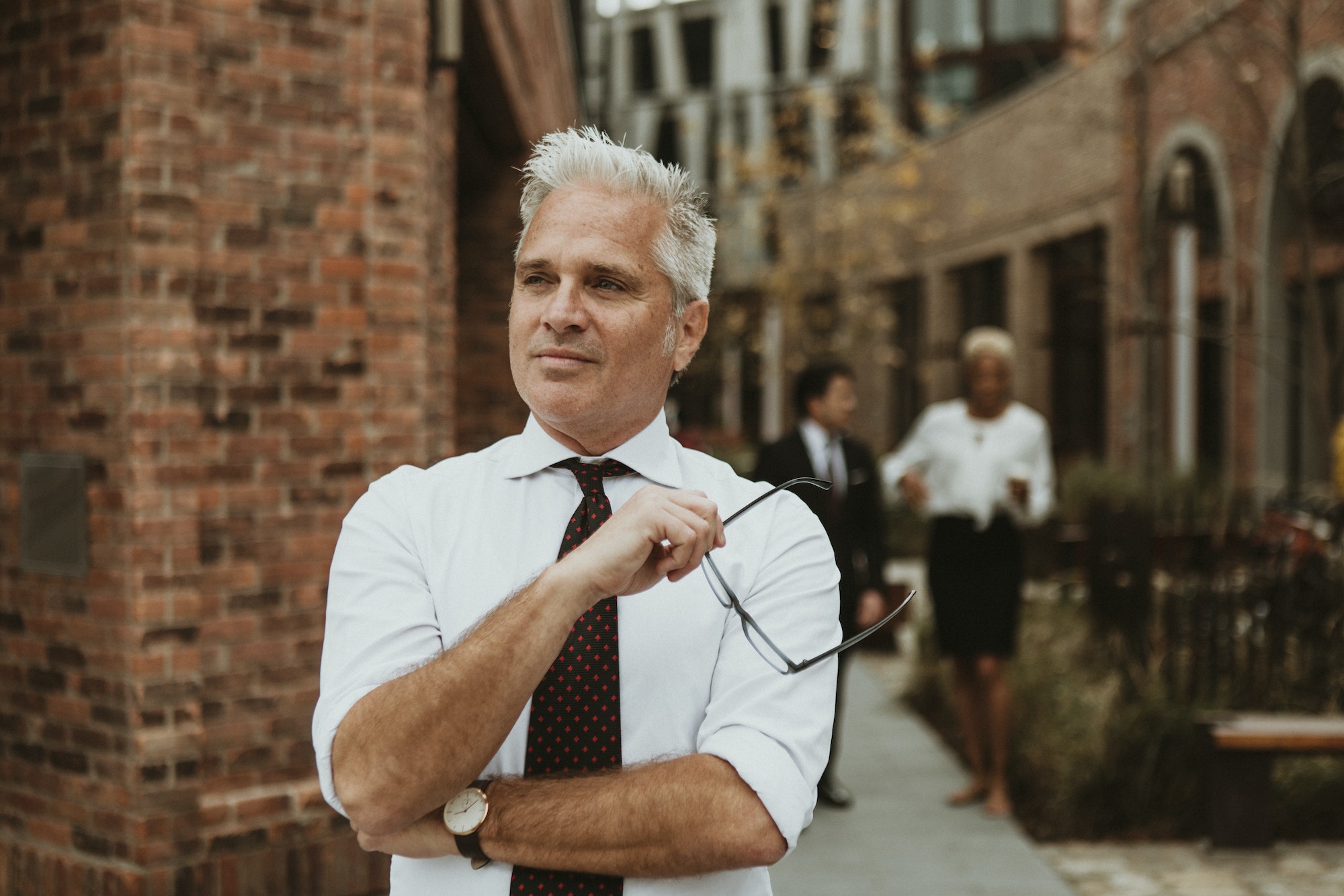 Confident boss and employees